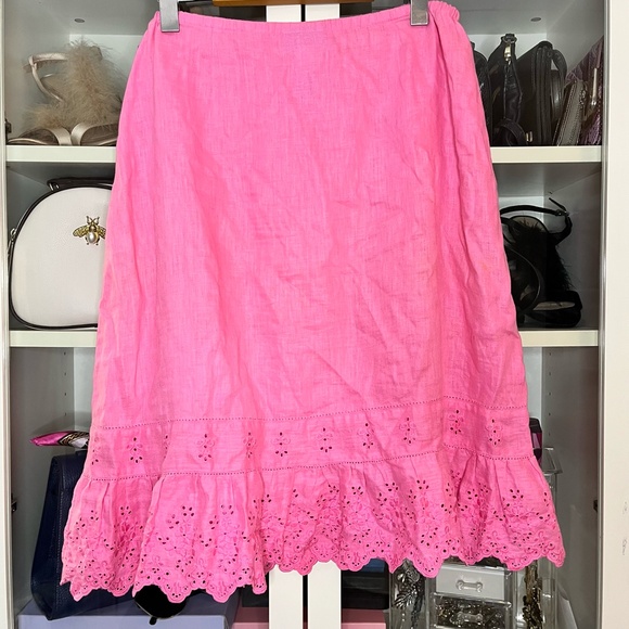 Sigrid Olsen Pink Linen Skirt, Size 12 - Picture 4 of 5